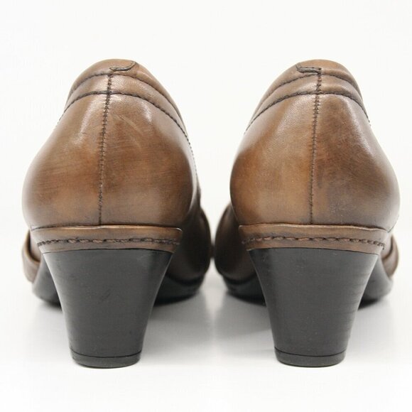 New Balance Cobb Hill Antique Brown Leather Pleated Knot Slip On Pump Heel Sz 10 - Picture 8 of 15